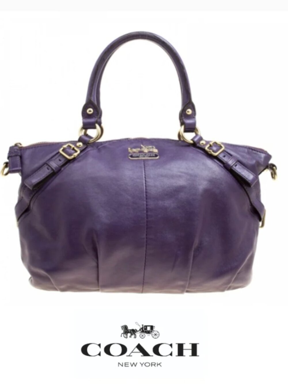 NWOT COACH Madison Sophia Purple Leather Satchel Shoulder Bag Rare Violet Large